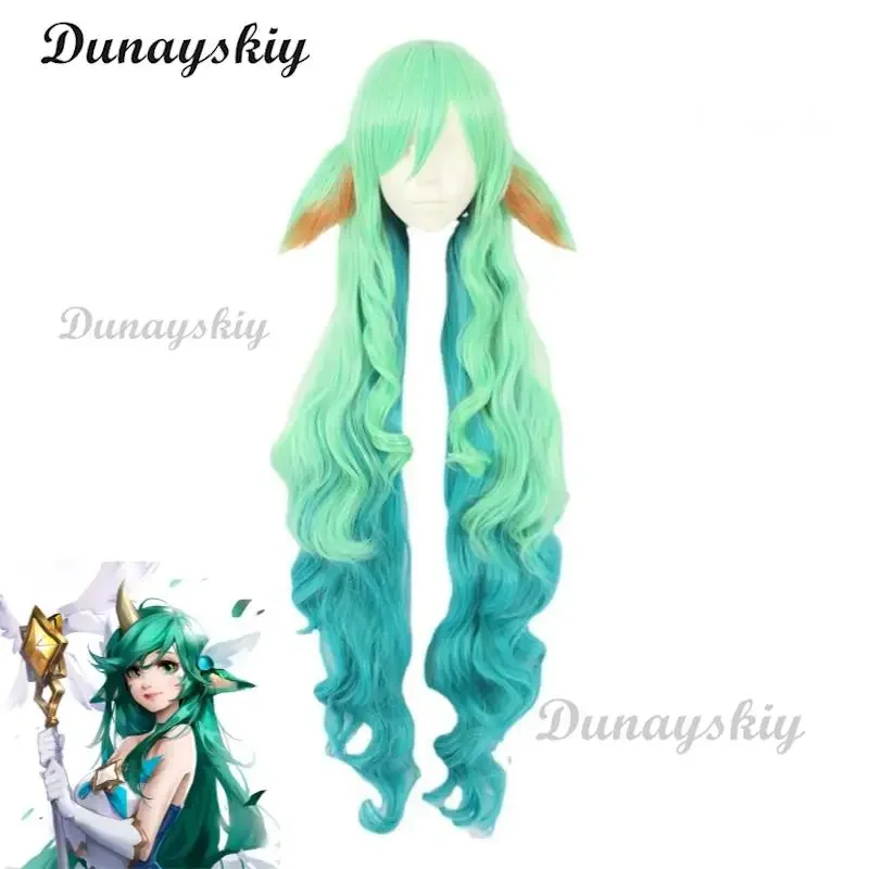 Disfraz de Cosplay del juego LOL Star Guardian of Soraka para mujer, peluca Starchild, orejas de cuerno, vestido de Lolita de Anime, traje verde Sexy para Halloween