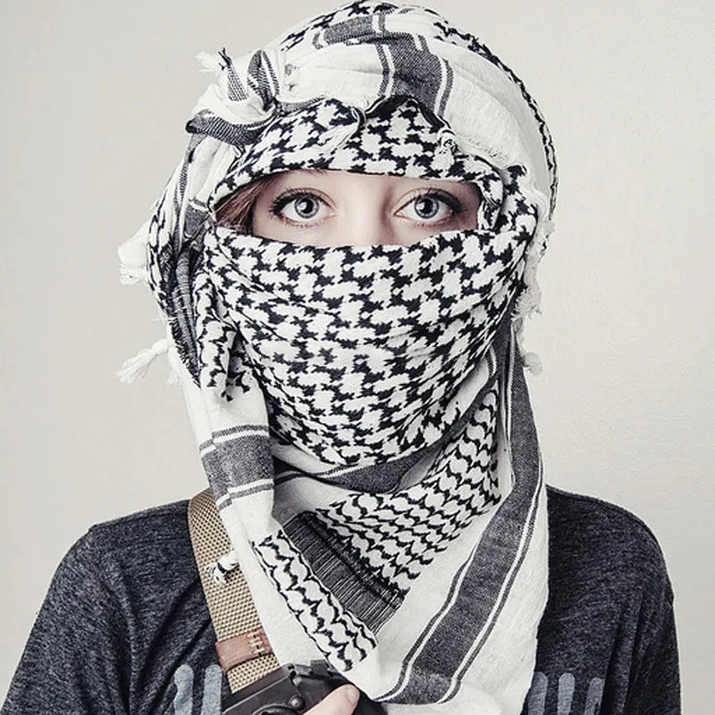 2024 신규 군사 전술 사막 히잡 스카프 – 이슬람 아랍 Keffiyeh 머리 및 목 스카프, 남녀 공용 랩