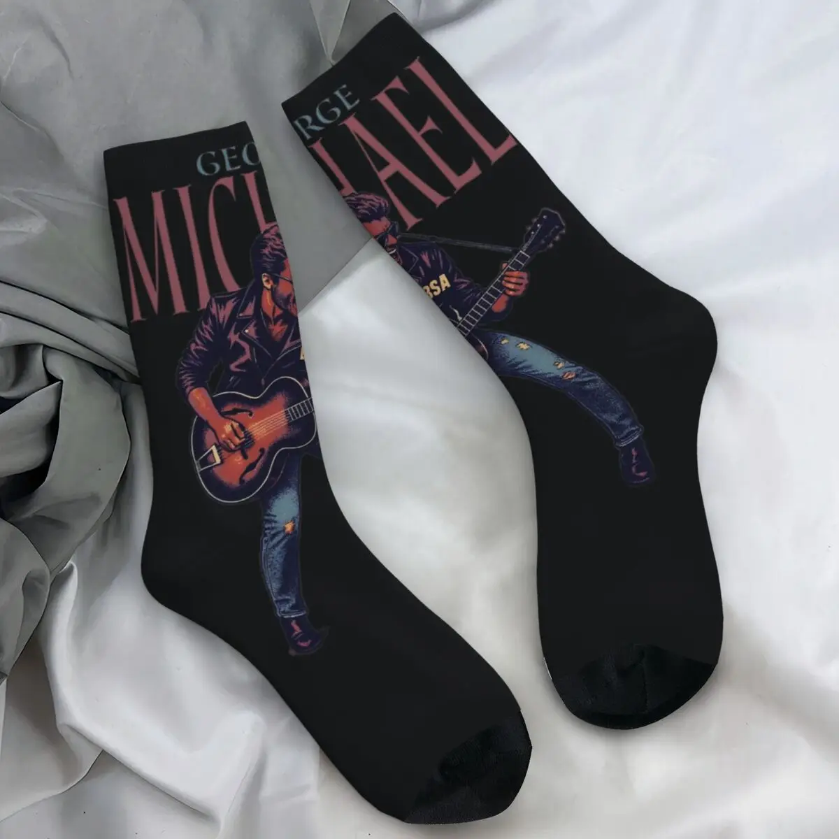 

George Michaels Socks Legend Music Singer Leisure Stockings Men's High Quality Cycling Socks Winter Design Non Skid Socks