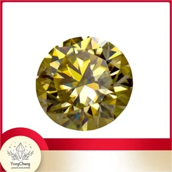 Moissanite Loose Stone Round Cut Lemon Yellow Colour Gemstone Lab Created Diamond Jewel Making Materiały z certyfikatem GRA