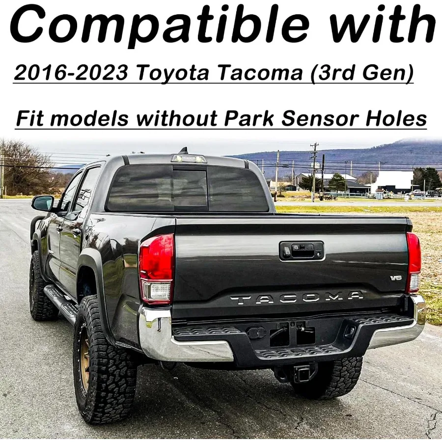 مجموعة المصد الخلفي الصلب لـ 2016-2023 Toyota Tacoma 3rd Gen بدون ثقوب مستشعر الحديقة استبدال المصد الخلفي من الكروم fo
