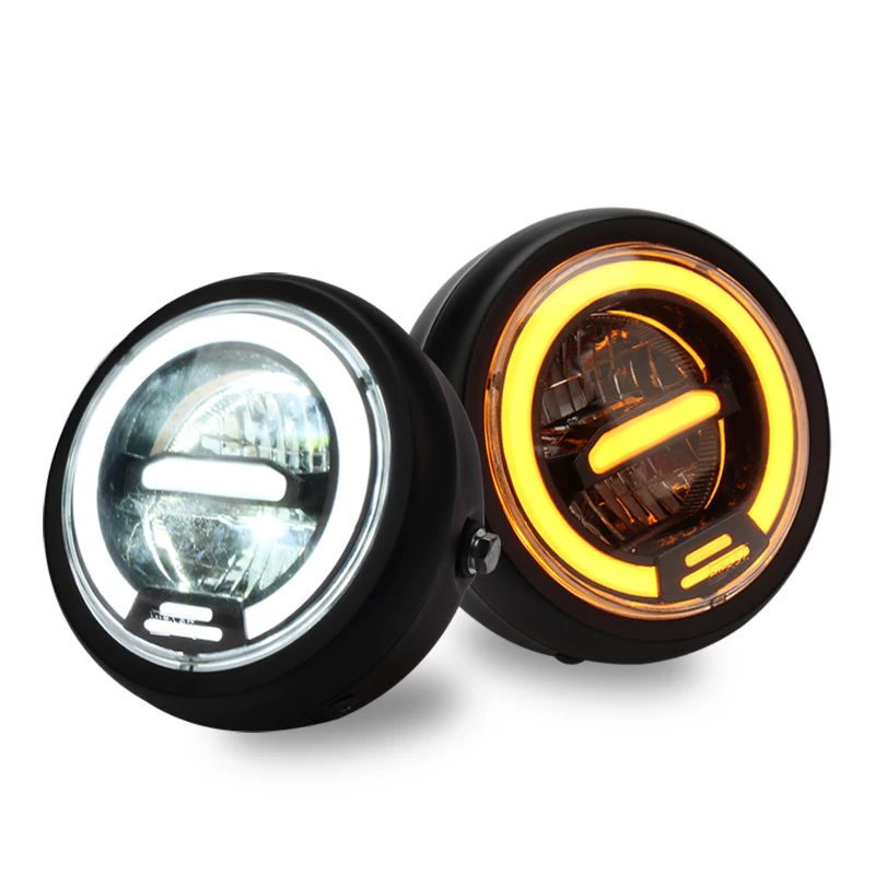 Motorcycle Led Headlight Universal Round Head Light for Harley Sportster Cafe Racer Honda Yamaha Suzuki Custom image 4