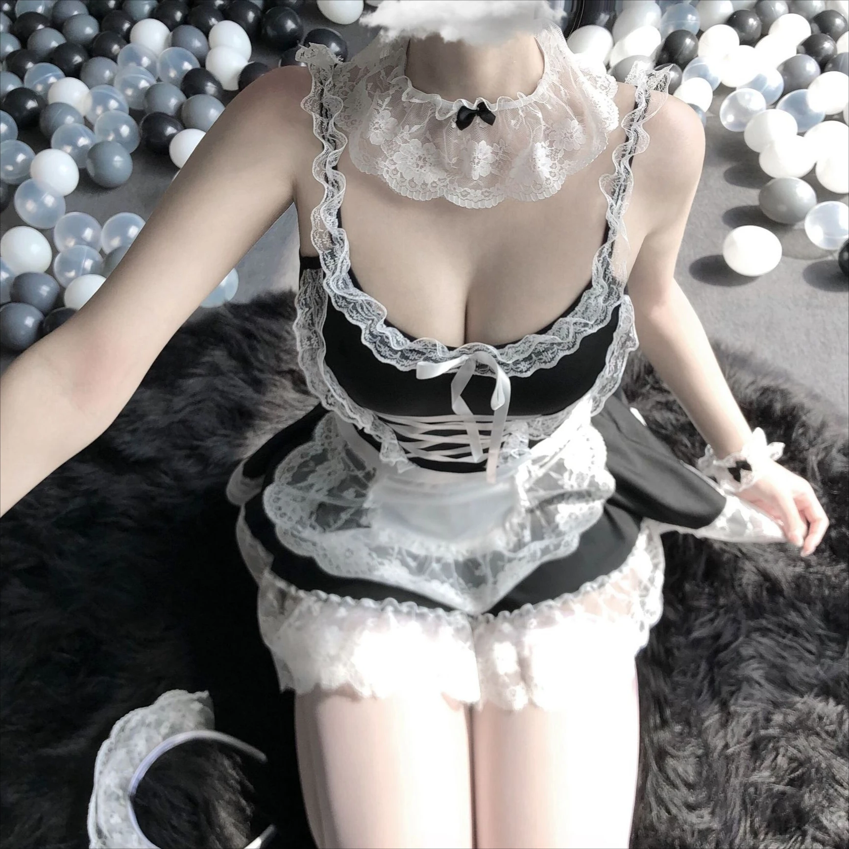 Frauen Dessous Exotische Sets Hause Schlafen Nachtwäsche Spitze Kellnerin Kleid Schürze Lolita Maid Cosplay Rolle Spielen Uniform