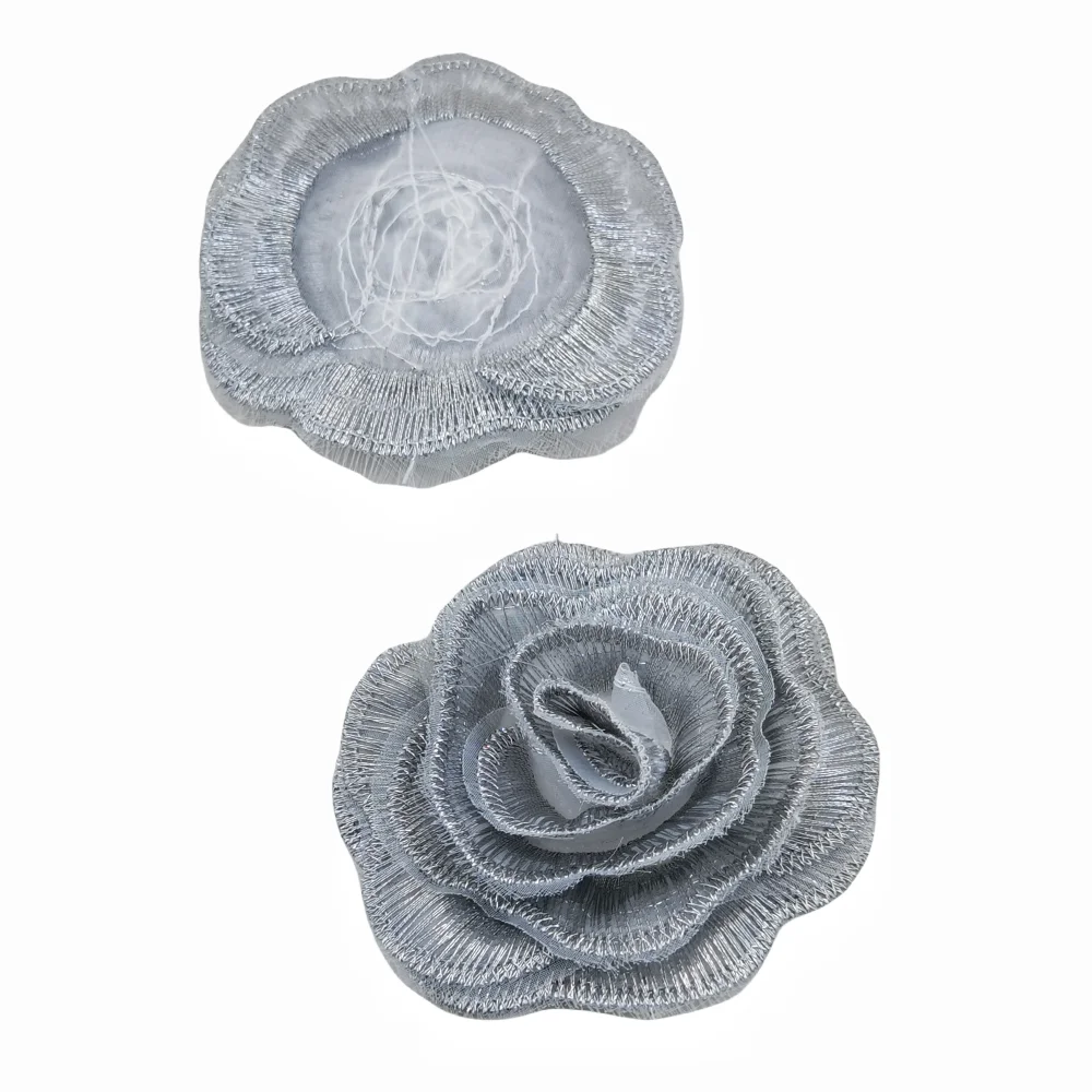 10pc 3D Rose Embroidery Patch Flower Applique Sew On Gold Patches For Clothing Parches Ropa Sewing Accessories AC1424