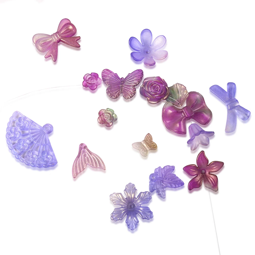 20g/lot Mixed Beads Matte Leaves Flowers Butterfly Acrylic Spacer Bead for Clothes Jewelry Making Beads DIY Bracelets Accessorie
