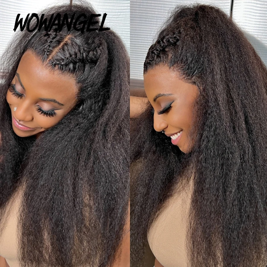 Glueless Wigs Kinky Straight 5x5 HD Lace Closure Wig Yaki Brazilian Hair Natural Scalp HD Lace Front Human Wig 3mins Wear Go Wig
