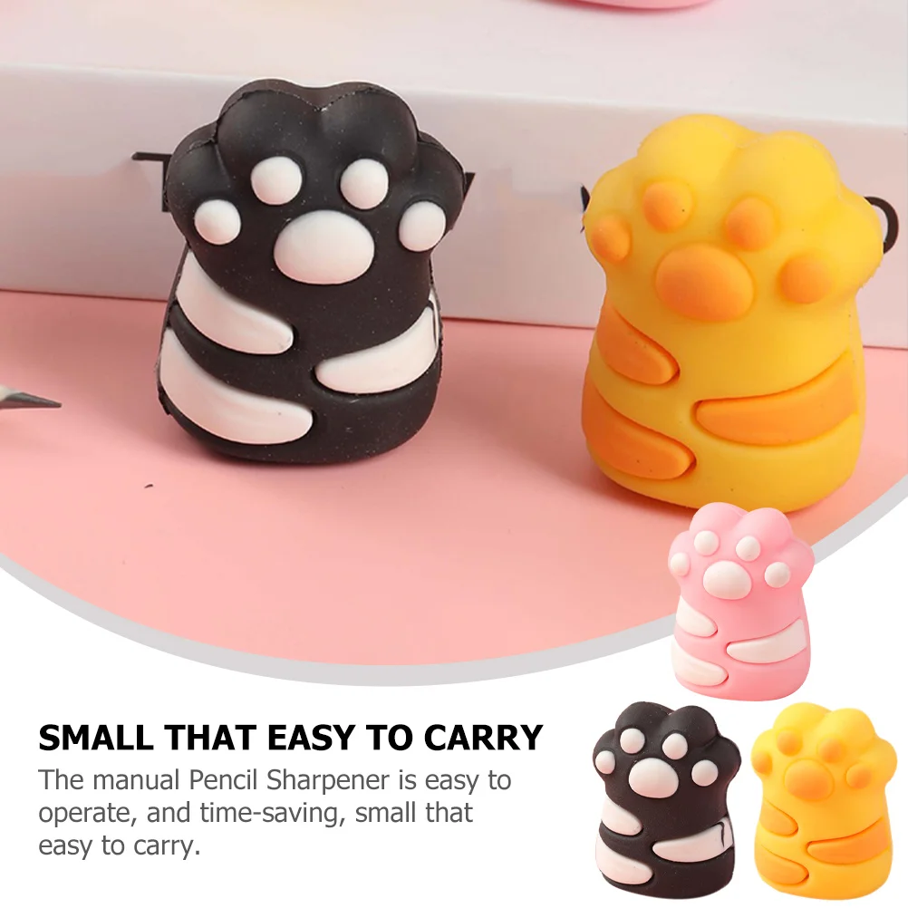 3 Pcs Knife Sharpener Cat Claw Pencil Adorable Hand Shaking Crank Single Hole Sharpeners Child