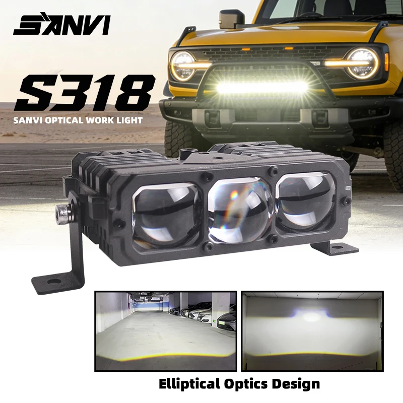 

SANVI S318 Bi LED Grille Lights 5500K Spotlight for Motorcycle Car Auxiliary Light Bar SUV ATV 4x4 Offroad Car 12V Auto Parts