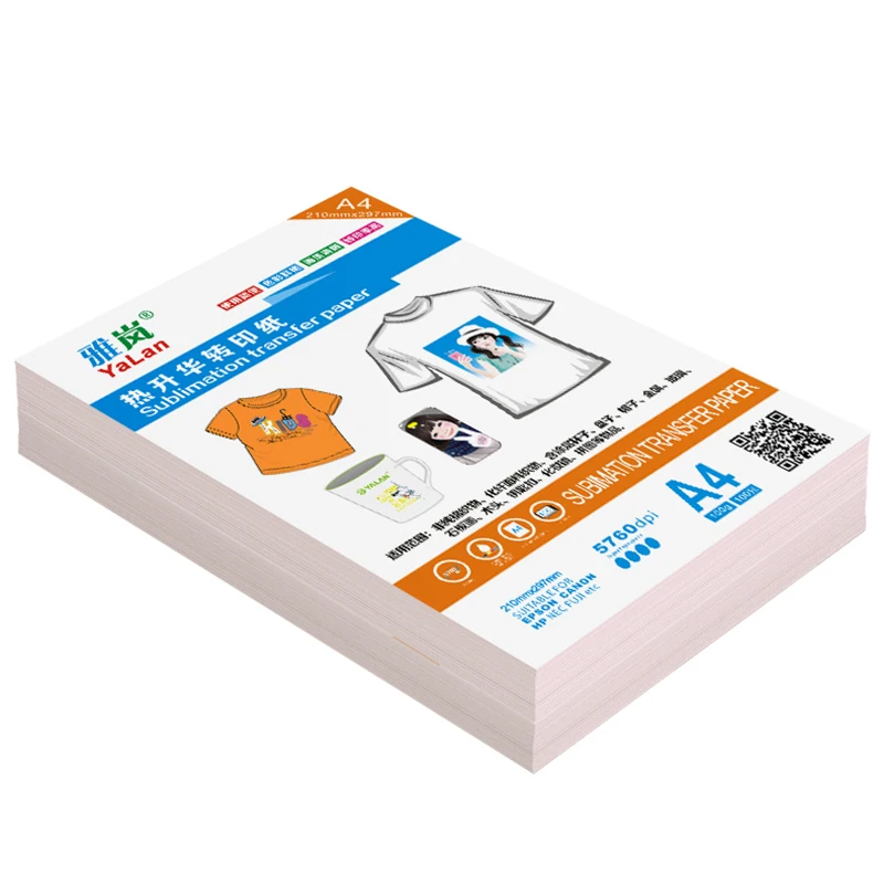 100 PCS A4 Heat Sublimation Transfer Paper For Polyester T-Shirt Fabrics Cloth Phone Case Printing Design For Inkjet Printers