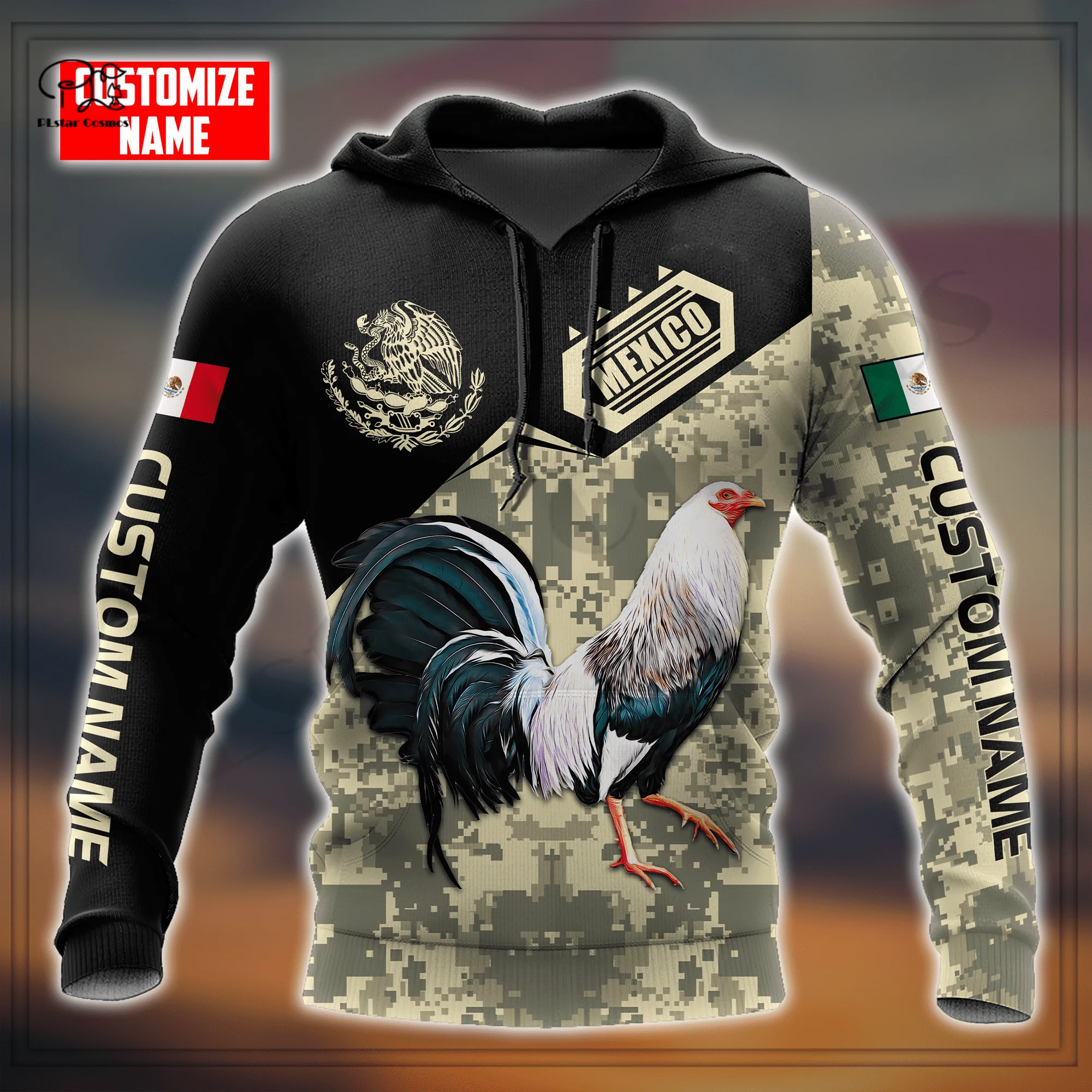 

PLstar Cosmos Newest 3D Print Rooster Camo Mecixo Custom Name Harajuku Streetwear Casual Unique Unisex Hoodies/Sweatshirt/Zip -8