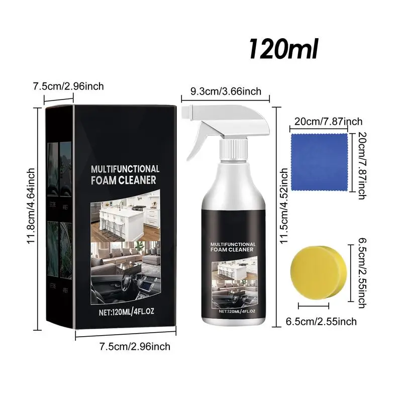 Pelacables de 120ml, limpiador de vidrio en aerosol, limpiador de parabrisas, suministros de limpieza de coche, Kit de lavado de coches efectivo sin rayas con esponja