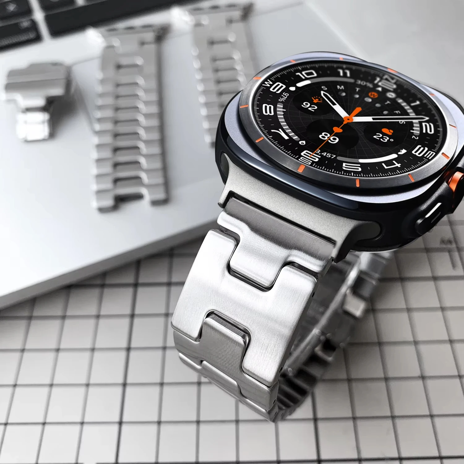 

Quick Fit Luxury Metal Strap for Samsung Galaxy Watch Ultra 47mm H-Shaped Stainless Steel No Gaps band for galaxy ultra Bracelet