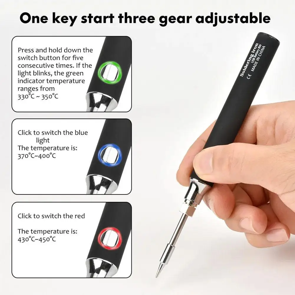 Wireless Mini USB Soldering Iron Set 5V 8W Portable Soldering Pen Home Repair Tool Fast Heating