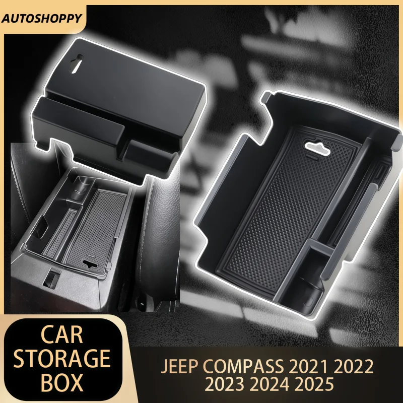 

Car Armrest Storage Box Tray Center Console Organizer Holder For Jeep Compass 2021 2022 2023 2024 2025 Interior Accessory