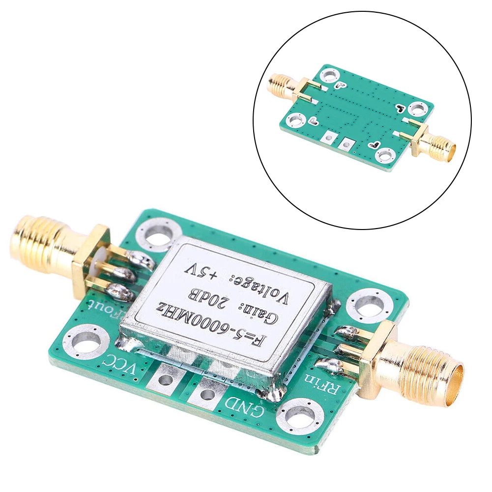 

RF Medium Power Lifier Board 5M-6GHz 20dB Gain Electronic Components 20dB 5VDC Signal Power Amp Lifier Singal Parts