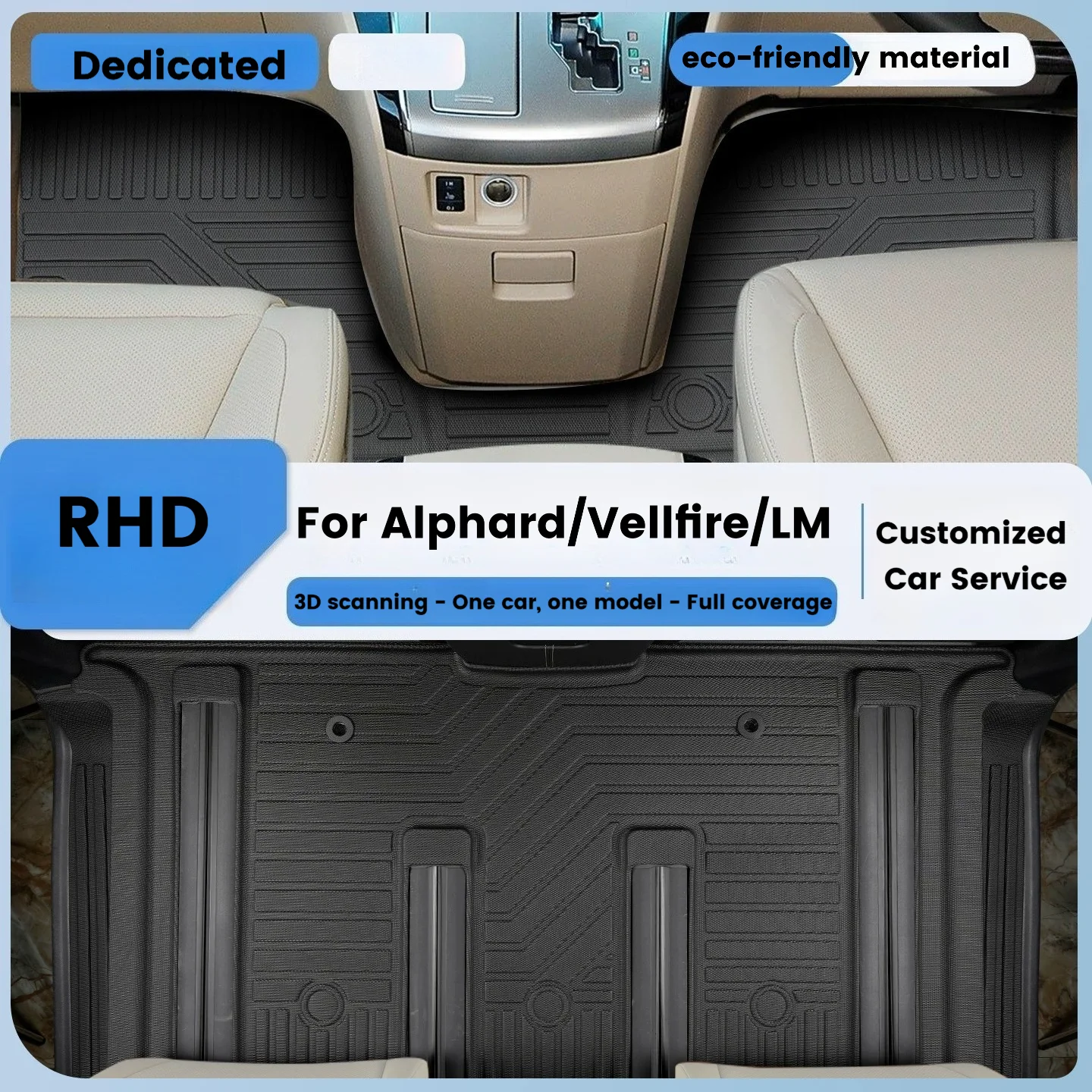5D TPE Floor Mats For Toyota Alphard Vellfire 20/30/40 Series  Lexus LM 2008-2025 RHD Trunk Cargo liner ICEV Accessories