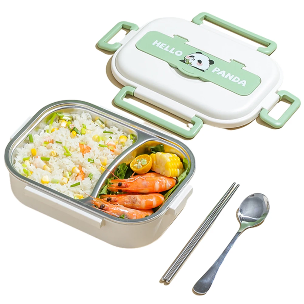 

Stainless Steel Thermal Lunch Box Microwave Safe 2/4/5 Grids Portable Food Container with Cutlery Set Panda for Adults Kids