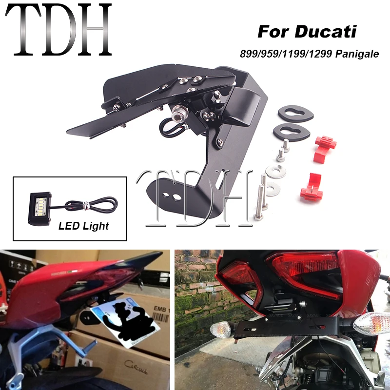 Motorcycle Rear Tail Tidy Fender Eliminator Kit W/ LED Light For Dudati 899 959 1199 1299 S/R Panigale 1299R/S 1199R/S 2012-2018