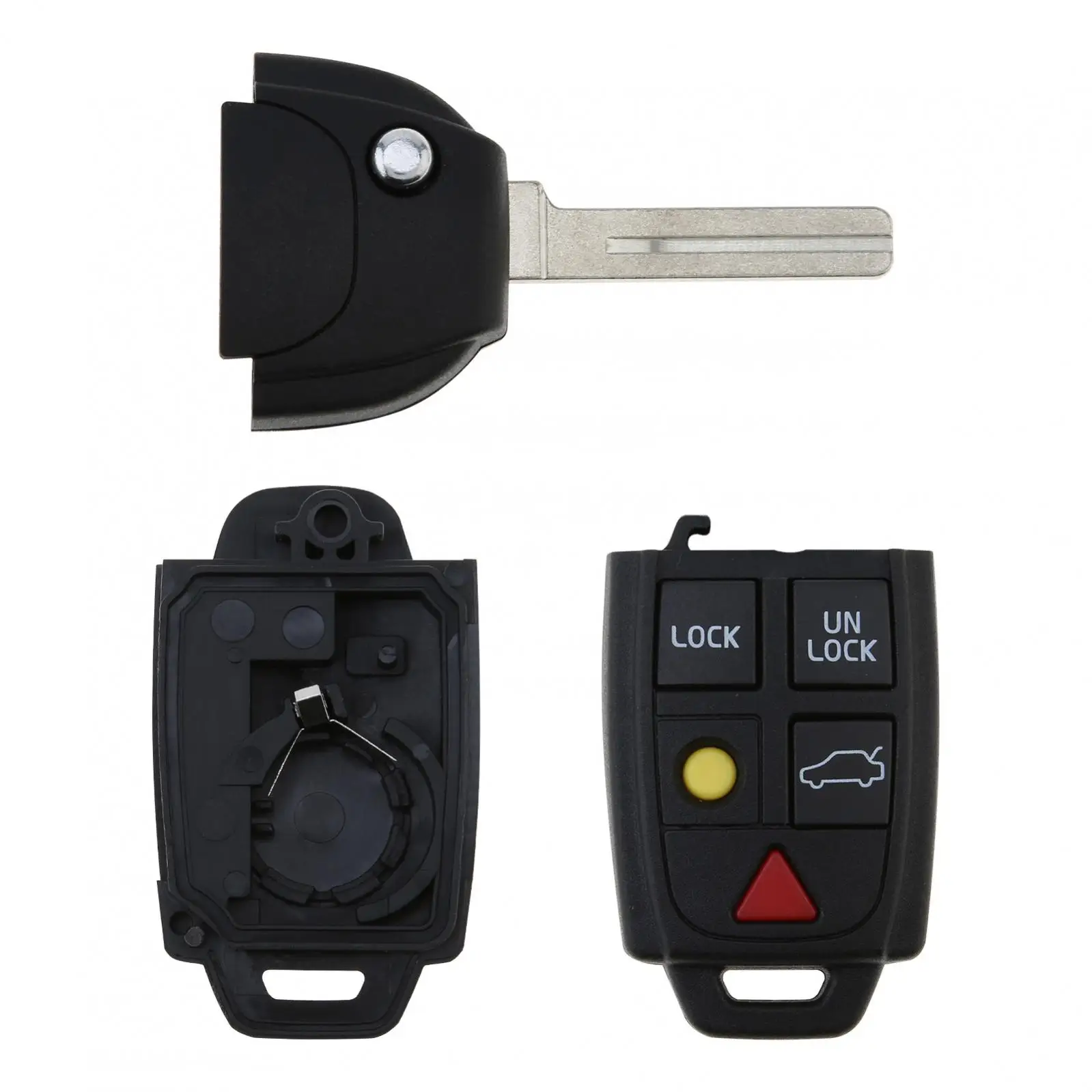 Car Key Fob Case Shell, Substituição Flip, Dobrável Tampa Remota, Acessórios Chave do Carro, Fit para VOLVO S60, S80, V70, XC90, 5 Botões