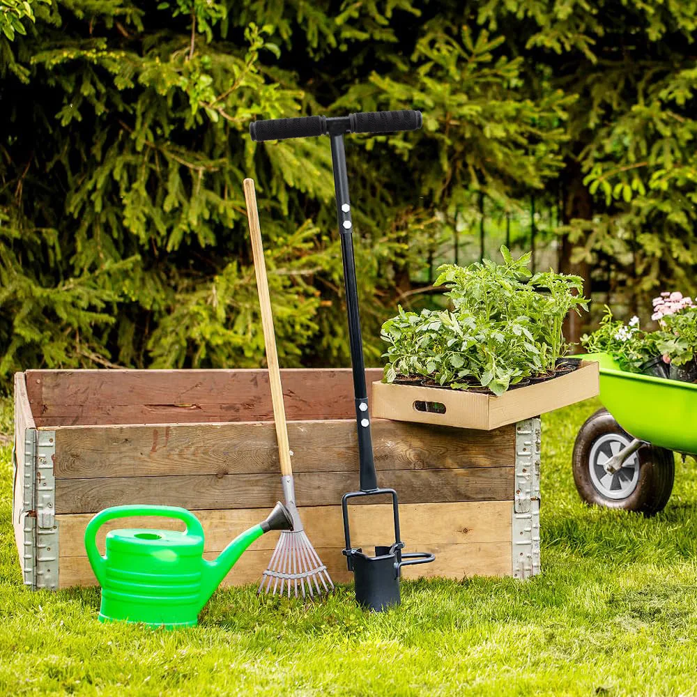 Plante de semis en acier au carbone, perforateur de trous circulaires à Long manche, ampoule de plantation, transplantation d'échantillonnage du sol ​   Outils de jardinage