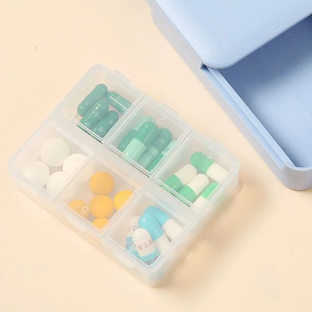 Portable Pull-out Dispenser Pill Box Creative Moisture-proof 6-cell Dispenser Pill Case Large Capacity Dust Prevention