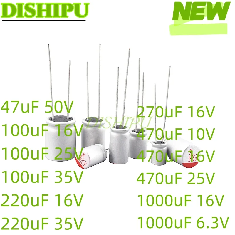 

5 шт. твердый электролитический конденсатор в ассортименте напряжения и емкости 6,3 В-1000 мкФ для ремонта электроники и проектов «сделай сам»