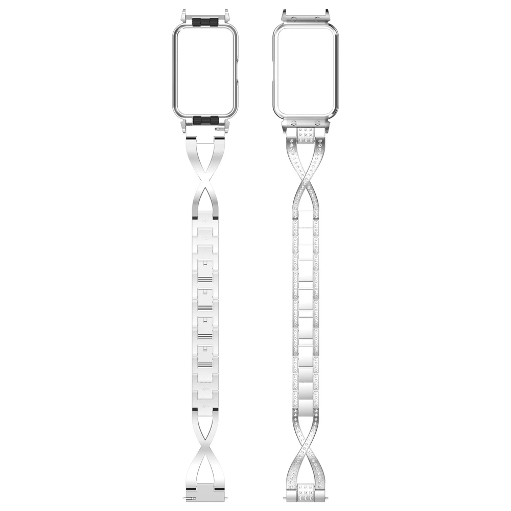 سوار ساعة معدني مرصع بالماس لشريط سامسونج ، حزام بإطار ساعة ، بديل من الفولاذ المقاوم للصدأ ، Galaxy Fit3 ،