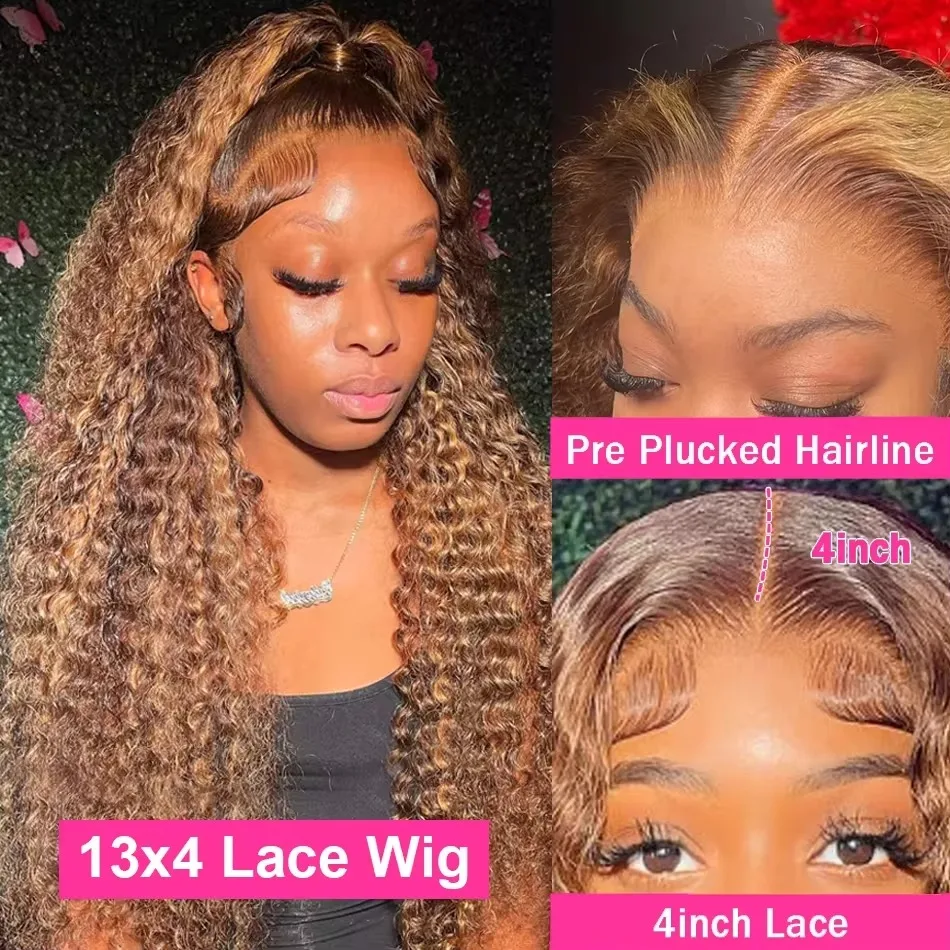 Deep Wave 30 40 Inch Honey Blonde Highlight Wig 13x6 Hd Transparent Lace Frontal Wigs Glueless Human Hair 13x4 Curly Lace Front Wigs For Women Water Wave 4x4 5x5 Pre Plucked Lace Wig