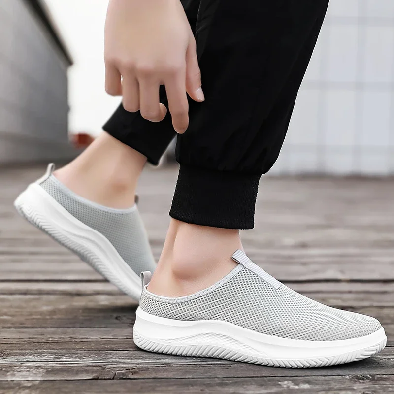 

ELUVA Breathable Mesh Men's Slippers Summer Lightweight Flat Casual Shoes Indoor Outdoor Non-Slip Walking Shoes for Men