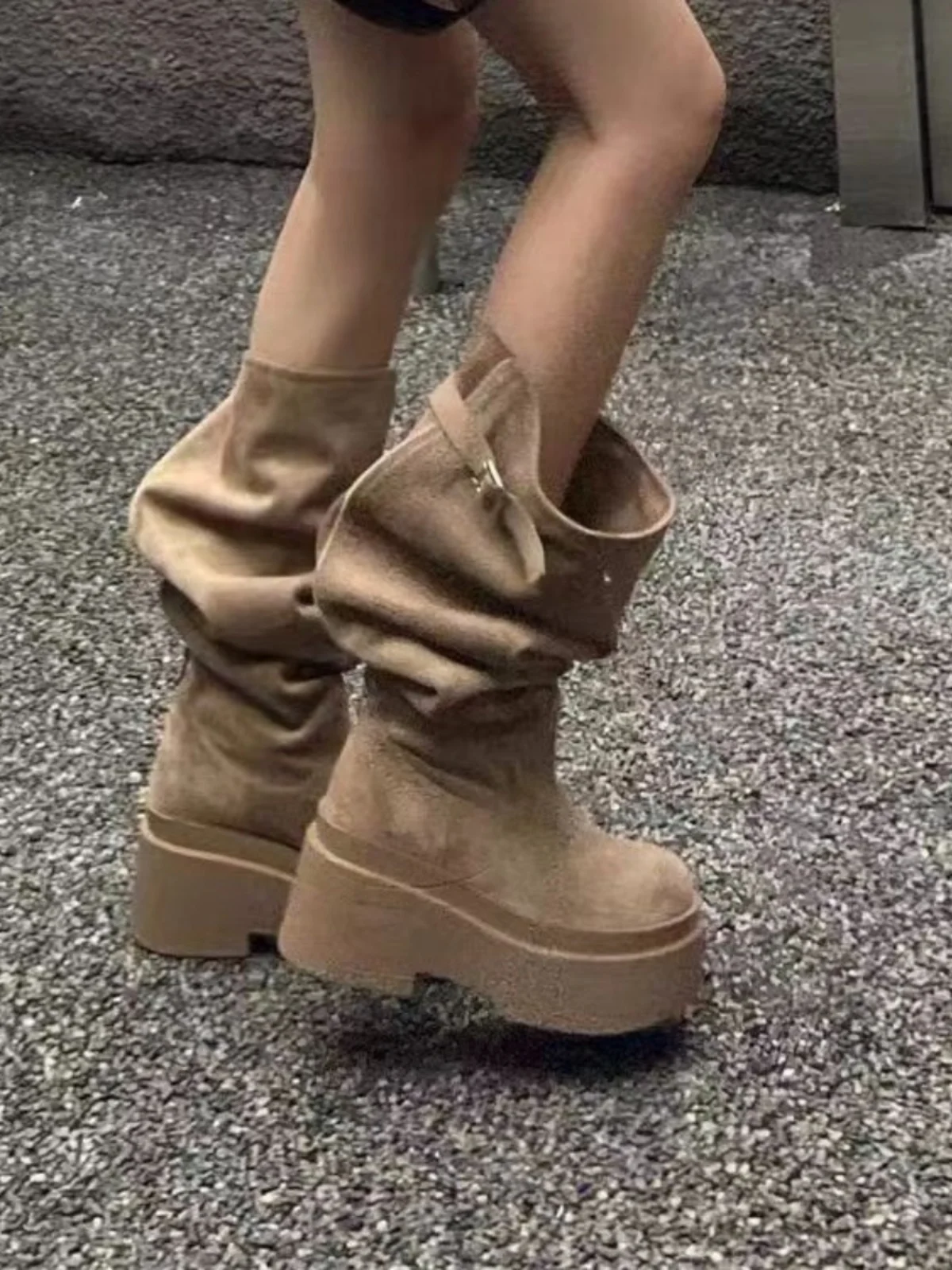 

Пост-аалиптические высокие сапоги, женские сапоги 2024, новые маленькие сапоги Thi Bot, удлиняющие высокие сапоги, северо-западные большие коричневые сапоги