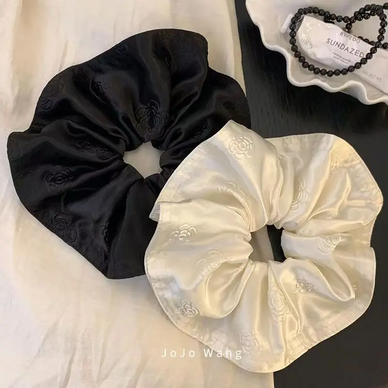 

Vintage Camellia Satin High-End Hair Tie Elegant Fashion Lazy Style Solid Color Hair Flower High Elasticity Hair Rope Accessory