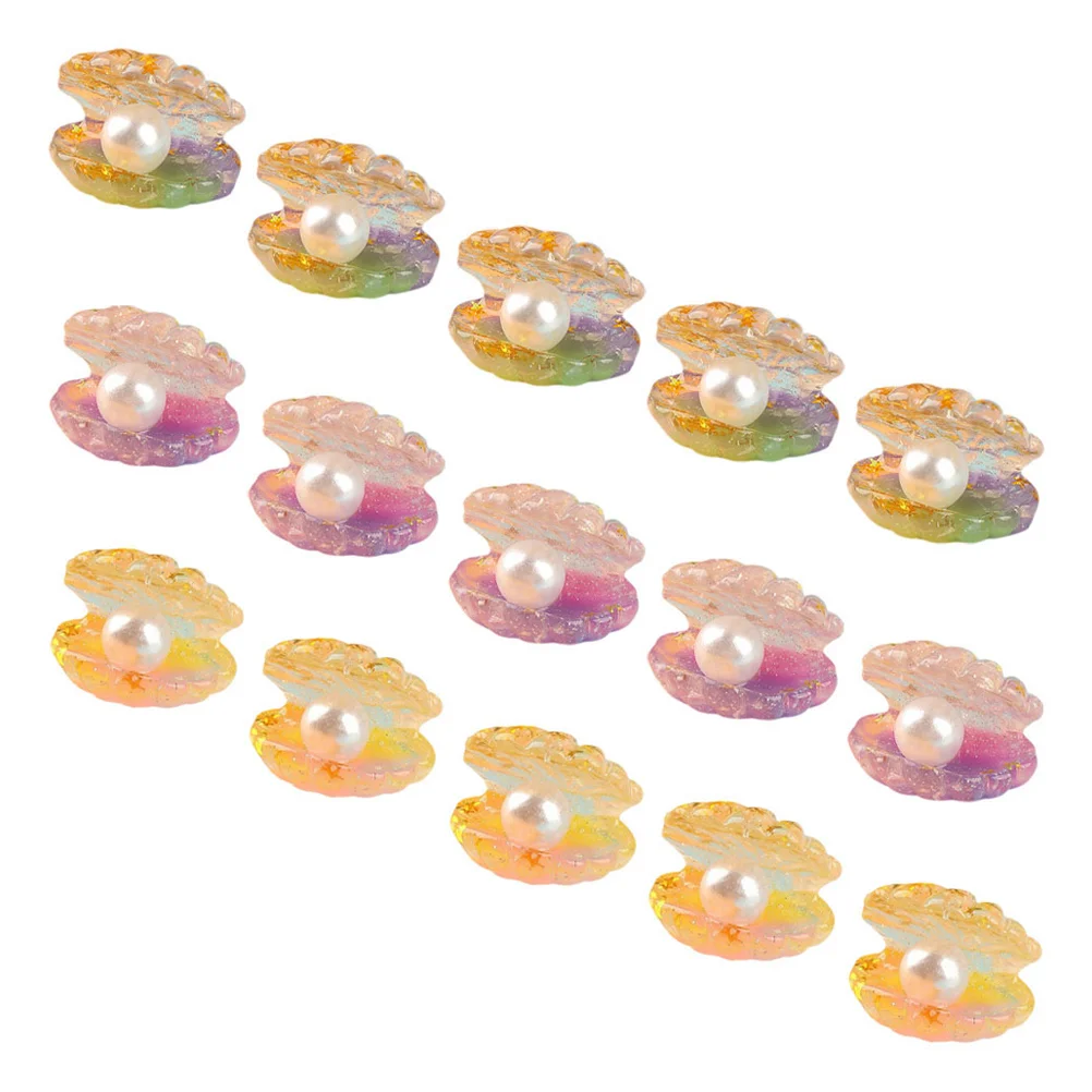 16 Pcs Simulated Pearl Shell Mini Ornament Resin Crafts Tiny Decor Miniature Statue Fish Tank Decorations Figurines