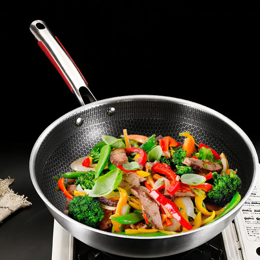 

Honeycomb Frying Pan 32cm Nonstick Stainless Steel Lightweight Easy Handle Gas Electric Induction Stove Cookware
