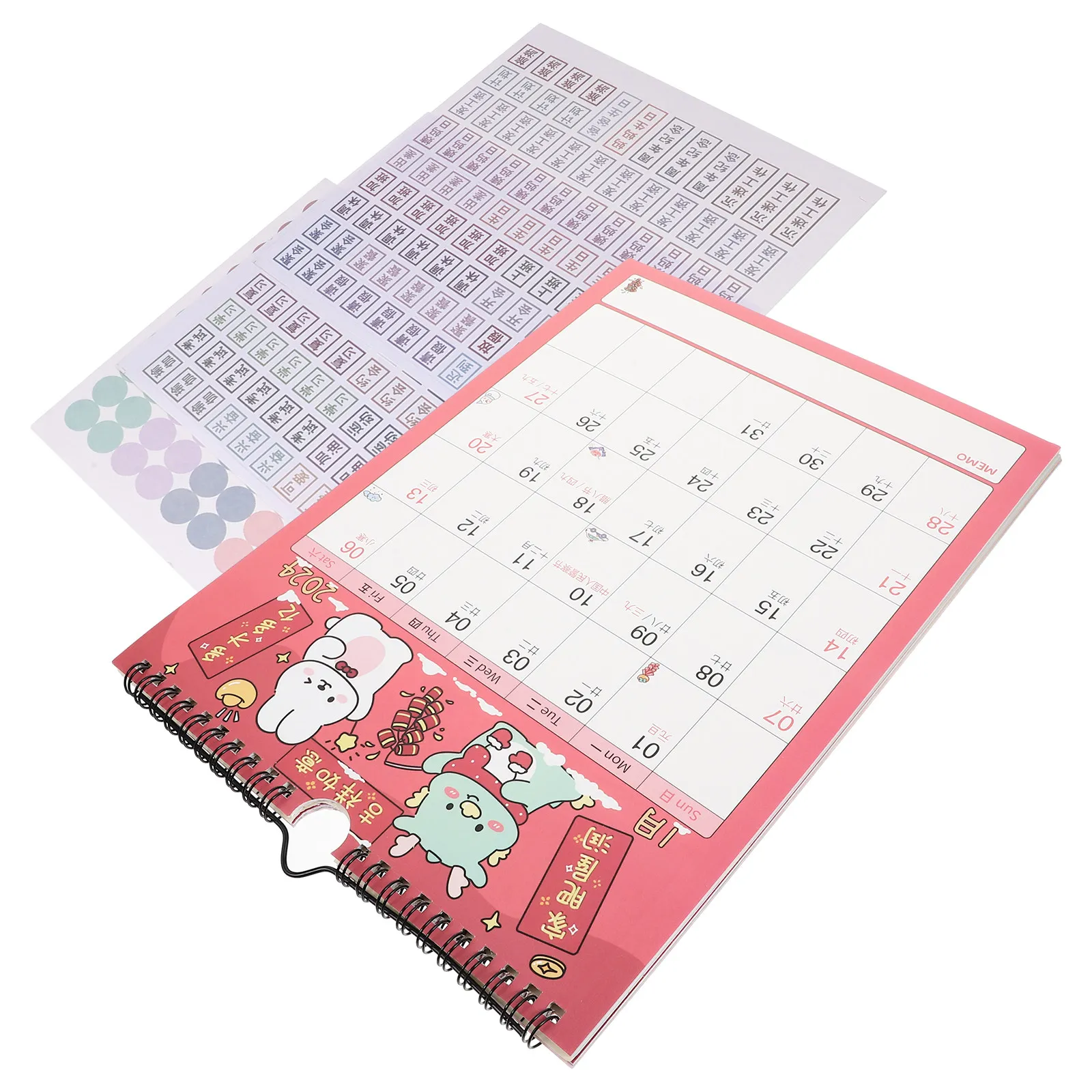 

1Set Sturdy Hanging Calendar 2024 Wall Calendar for Home Office Room Monthly Planning Space Saving Compact Design with Writing