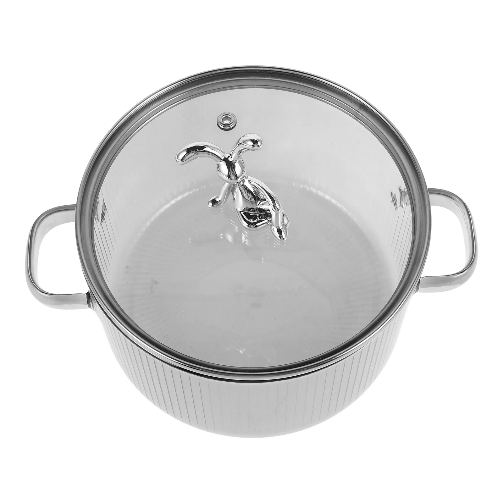 

Rabbit Themed Glass Stock Pot with Lid for Stove Top Cooking Clear Soup Pot for Soups Stews Noodles Baby Food Cookware