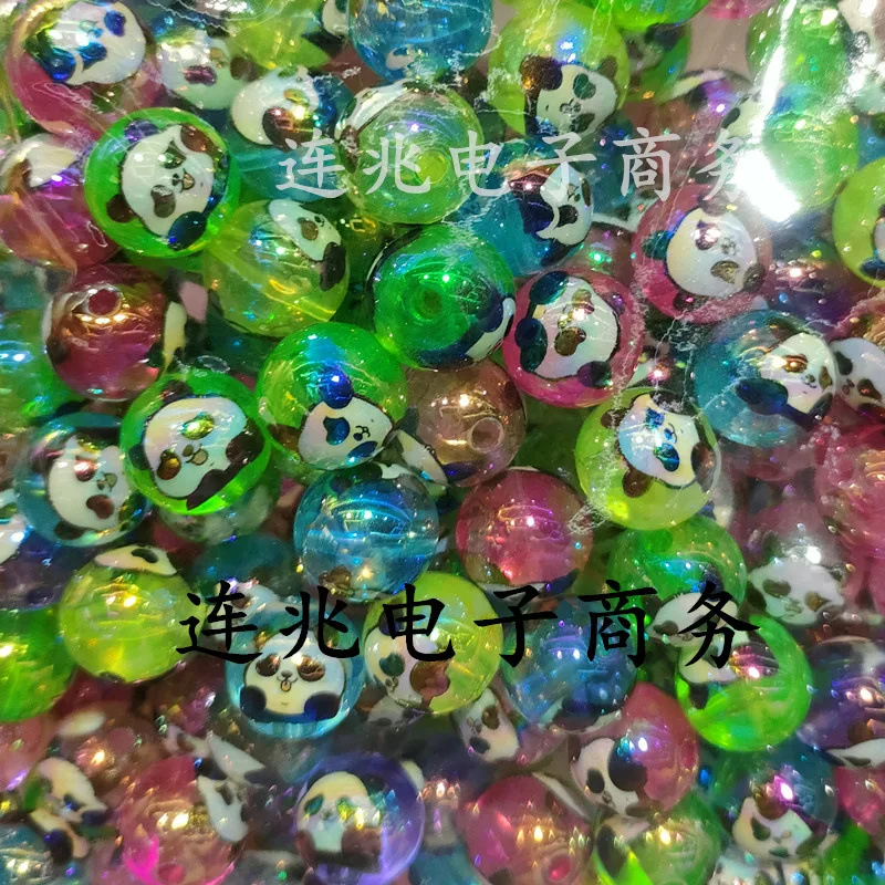 5pcs panda cartoon anime acrylic beads jelly background printed beads for diy jewelry making bracelets materials 16mm