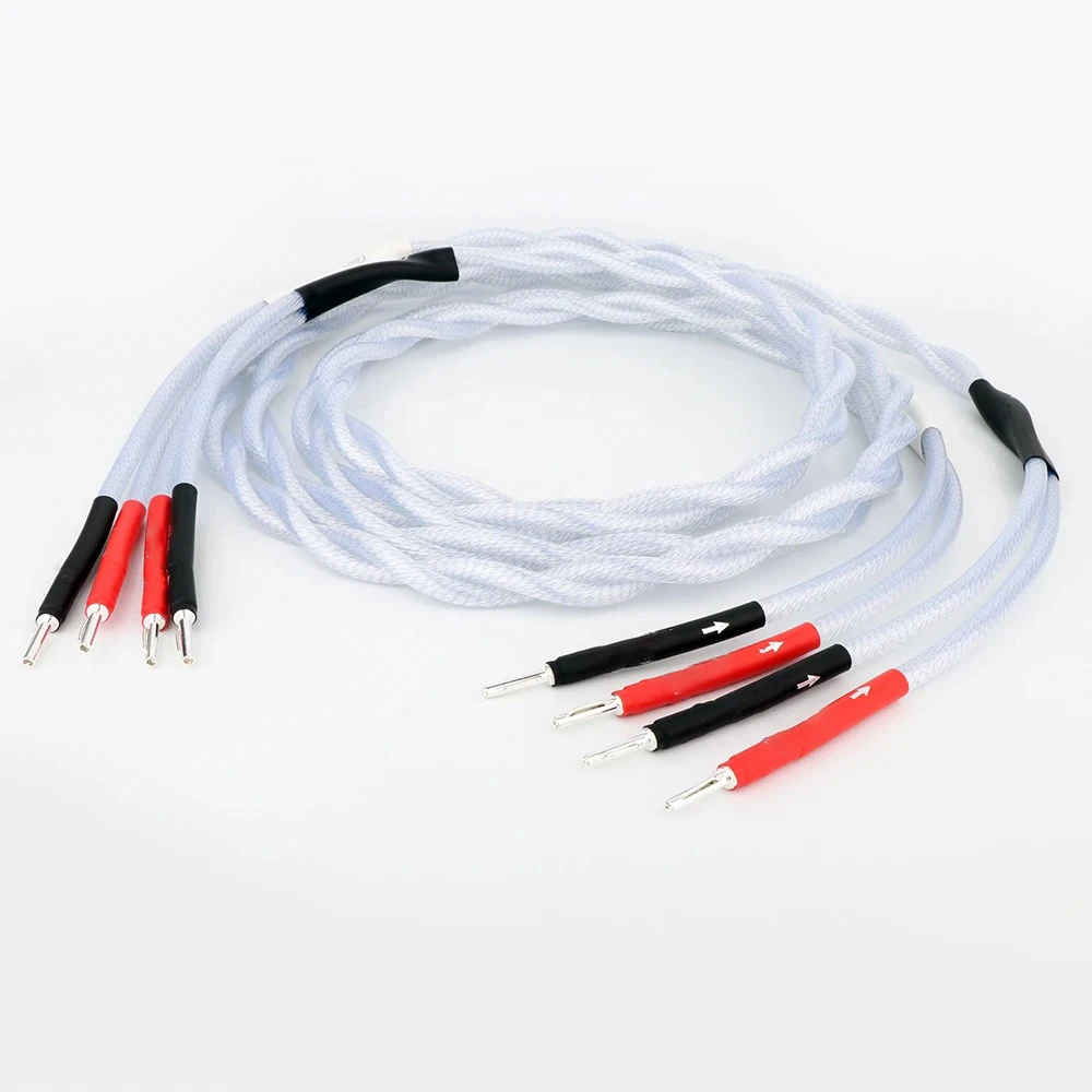 ペアスピーカーケーブル、スピーカーワイヤー、8N OCC銀メッキラインバナナプラグ付き、HiFiシステムアンプケーブル用