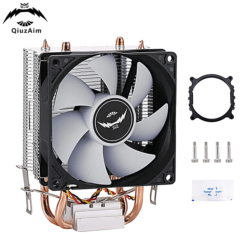 QIUzAim x79 x99 ventilateur de refroidissement CPU 2 caloducs ordinateur adapté à l'installation LGA2011 e5 2066 2099 AMD Dissipation thermique efficace