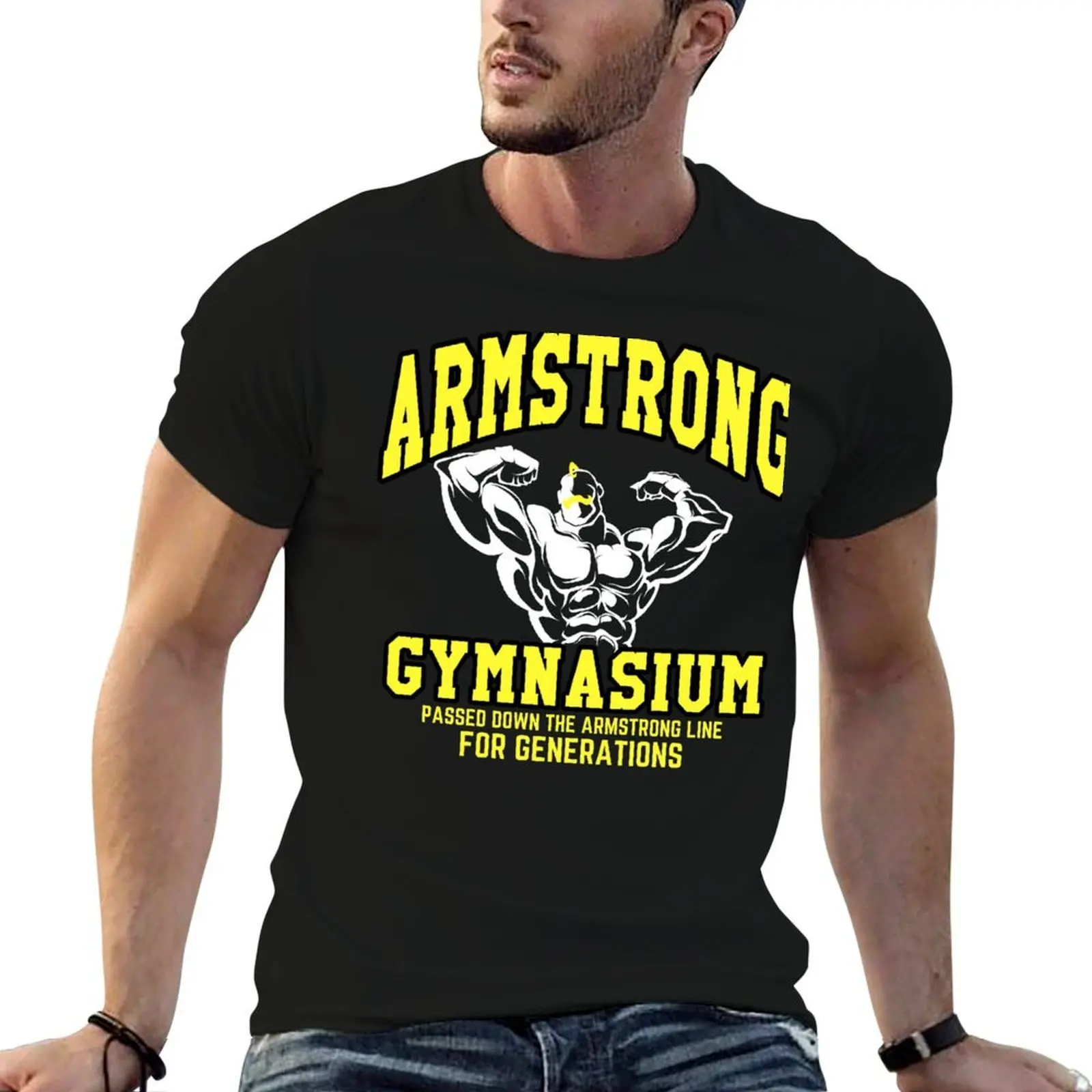 

Футболка Armstrong Gym, мужские футболки, футболка с рисунком аниме, мужские хлопковые футболки