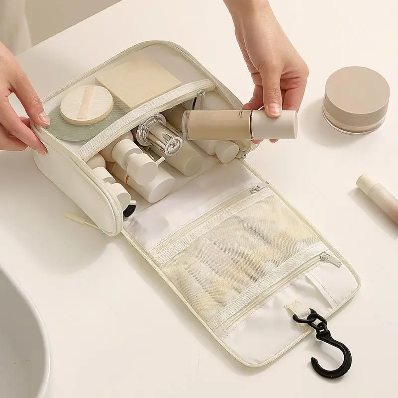 Tragbarer Handlicher Kosmetik-Organizer mit Haken Wasserdichte Hängende Reise-Waschtasche Große Kapazität Make-up und Hautpflege Aufbewahrungsbeutel – Detail 3