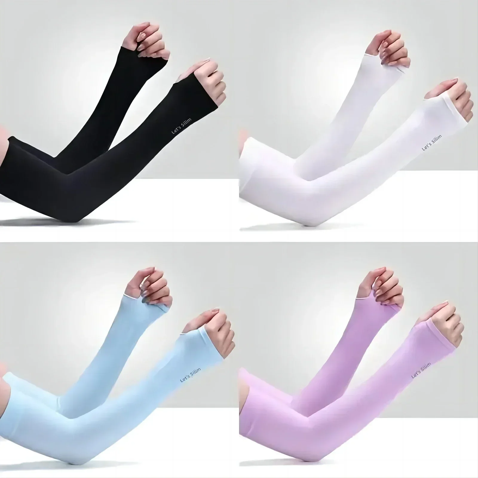 1 par de fundas de protección solar de seda de hielo para brazos, cubierta de codo Unisex para ciclismo al aire libre, correr, pescar, conducir, mangas de brazo Anti-UV frescas
