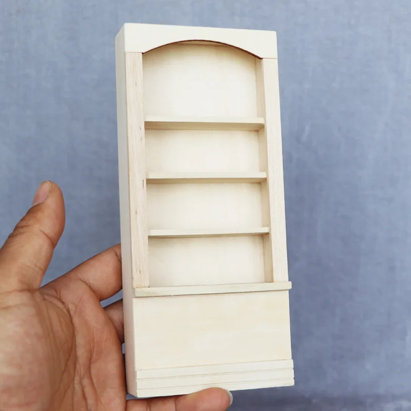 1/12 Scale Mini Furniture Models Wood Unpainted Single Bookcase Model for 6''Figures diy
