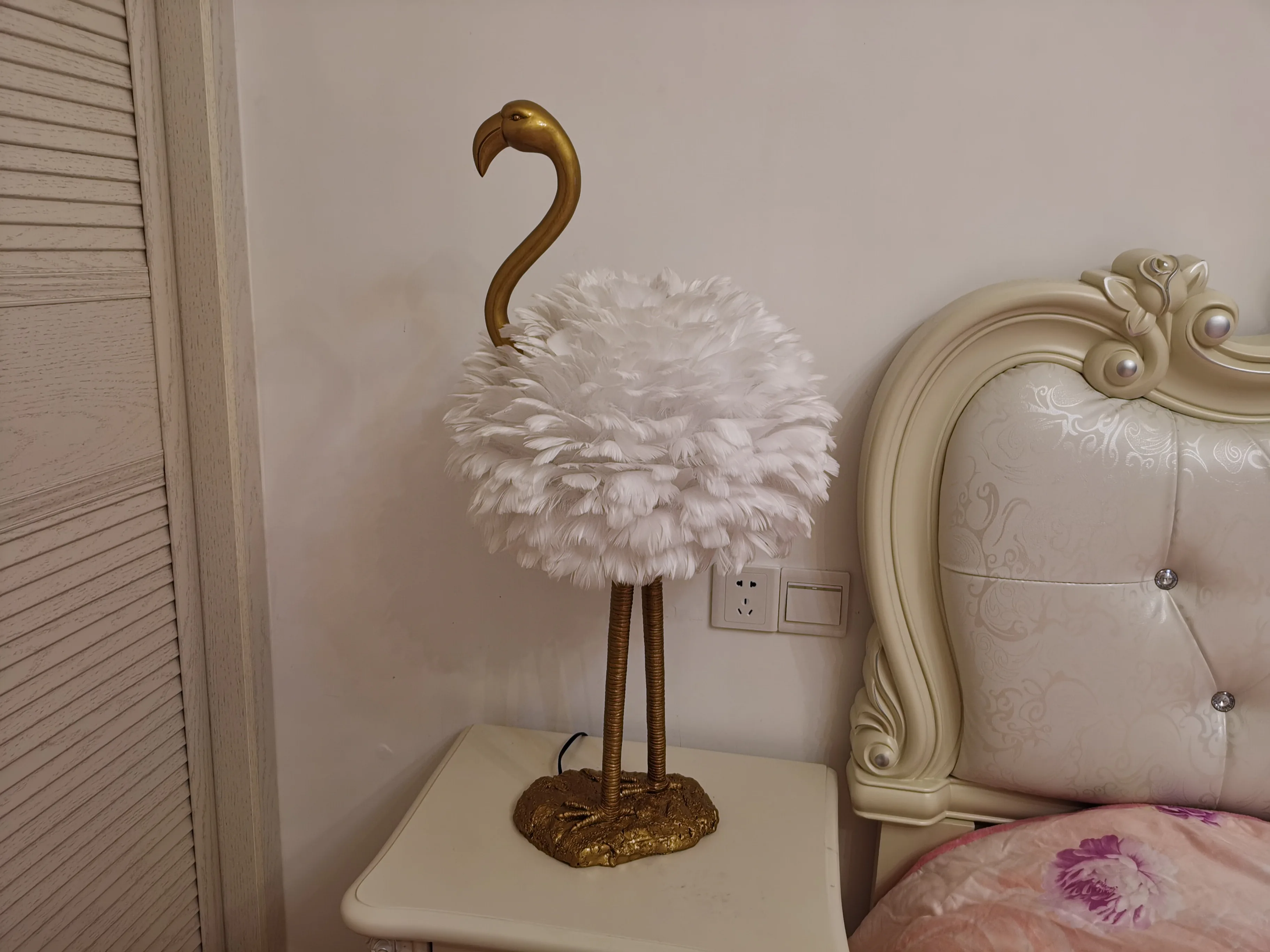 Imagem -06 - Zunguang-flamingo Feather Light Lâmpada de Cabelo Branco Dourado Decoração para Casa e Sala de Estar