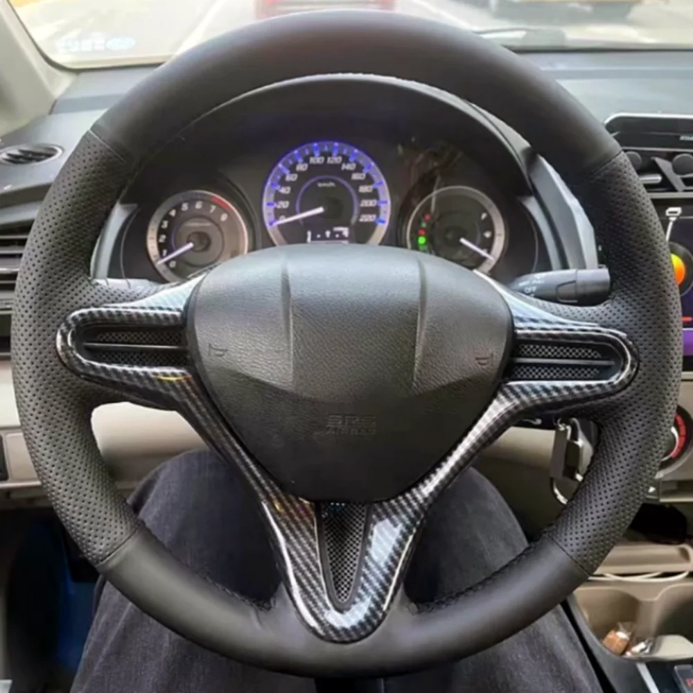 

Black Car Steering Wheel Cover Genuine Leather Breathable For Honda Civic Old Civic 2006 2007 2008 2009 2010 Auto Accessorie
