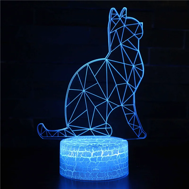 Nighdn Cute 3D Cat Night Light Kids LED Cat Lamp Lovely USB Acrylic Table Nightlight for Children Gift Bedroom Room Decor Light