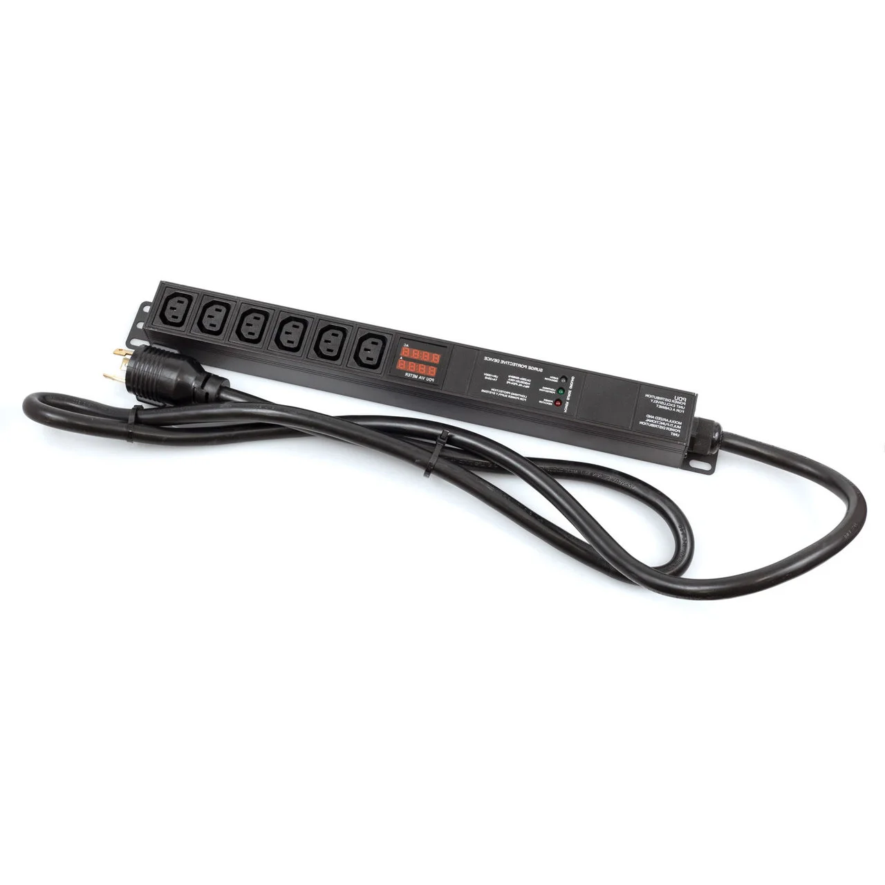 6-bit IEC320-C13 Aluminium alloy frame PDU with digital meter surge 30A 240V L6-30P meter PDU