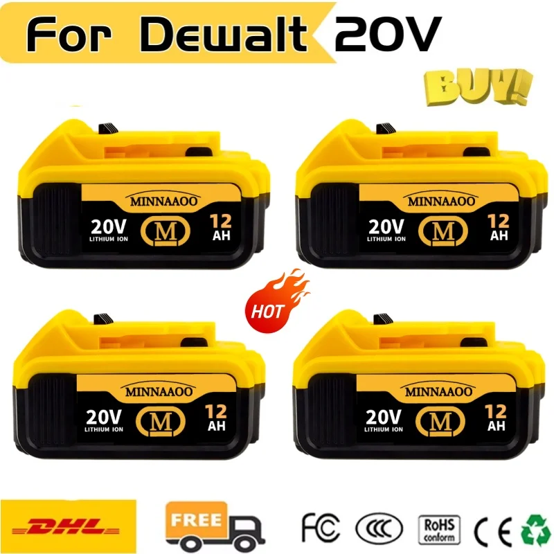 

For Dewalt 20V 12.0Ah Rechargeable Battery for Dewalt Cordless Screwdriver Drill Screw Gun Wrench Impact Batteries DCB200 DCB205
