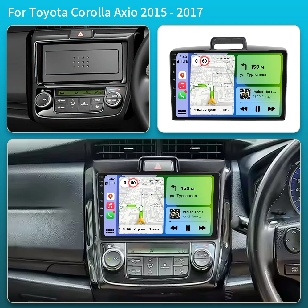 QLED Car Radio For Toyota Corolla Axio Fielder 2015 2016 2017 Multimedia System Navi GPS Android Auto CarPlay 2Din DVD