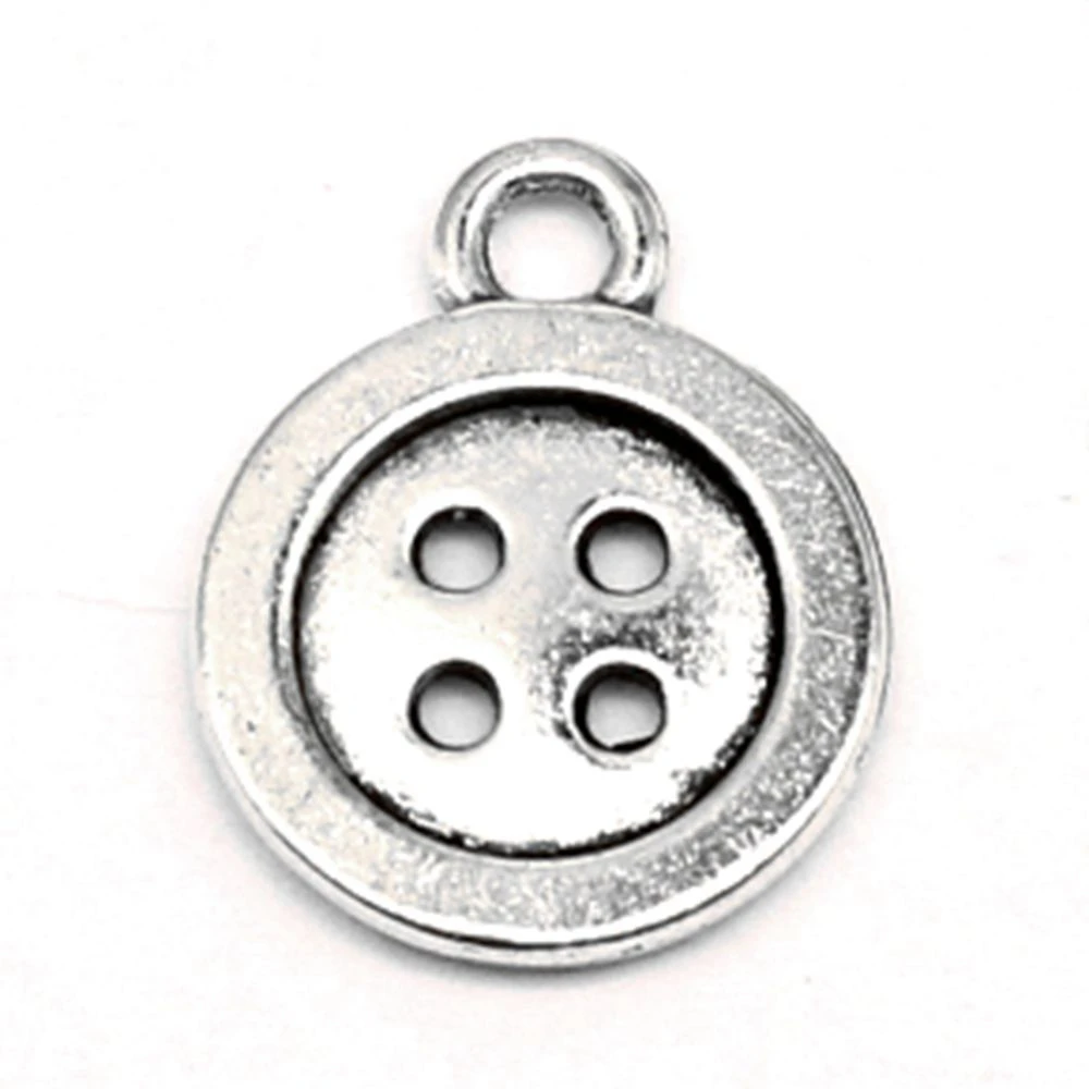 10pcs 12x16mm Buttons Charms Pendant Diy Craft Supplies Woman Jewelri Antique Silver Color