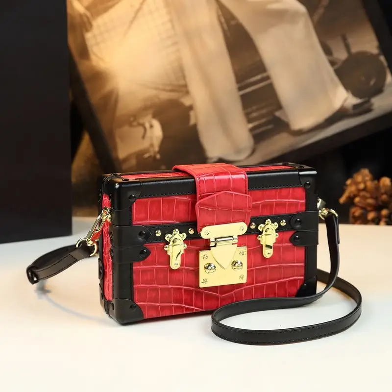 Leather Crocodile Print Box Bag Women's New Fashion Handbag Crossbody Bags for Women Hot Selling
